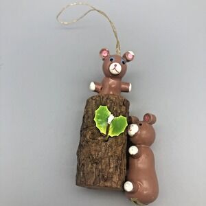 Vintage 1986 Schmid Gordon Fraser Christmas Tree‎ Ornament Bears on a Log